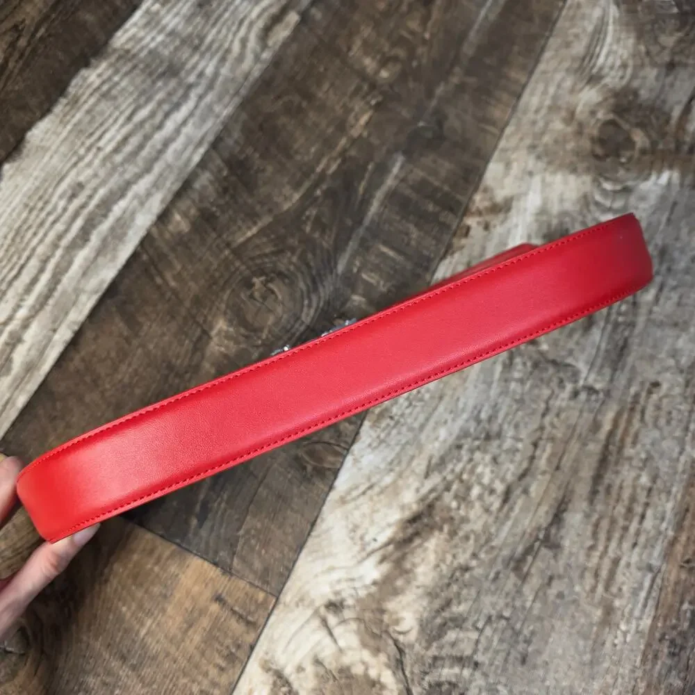 Red Leather Slider Belt